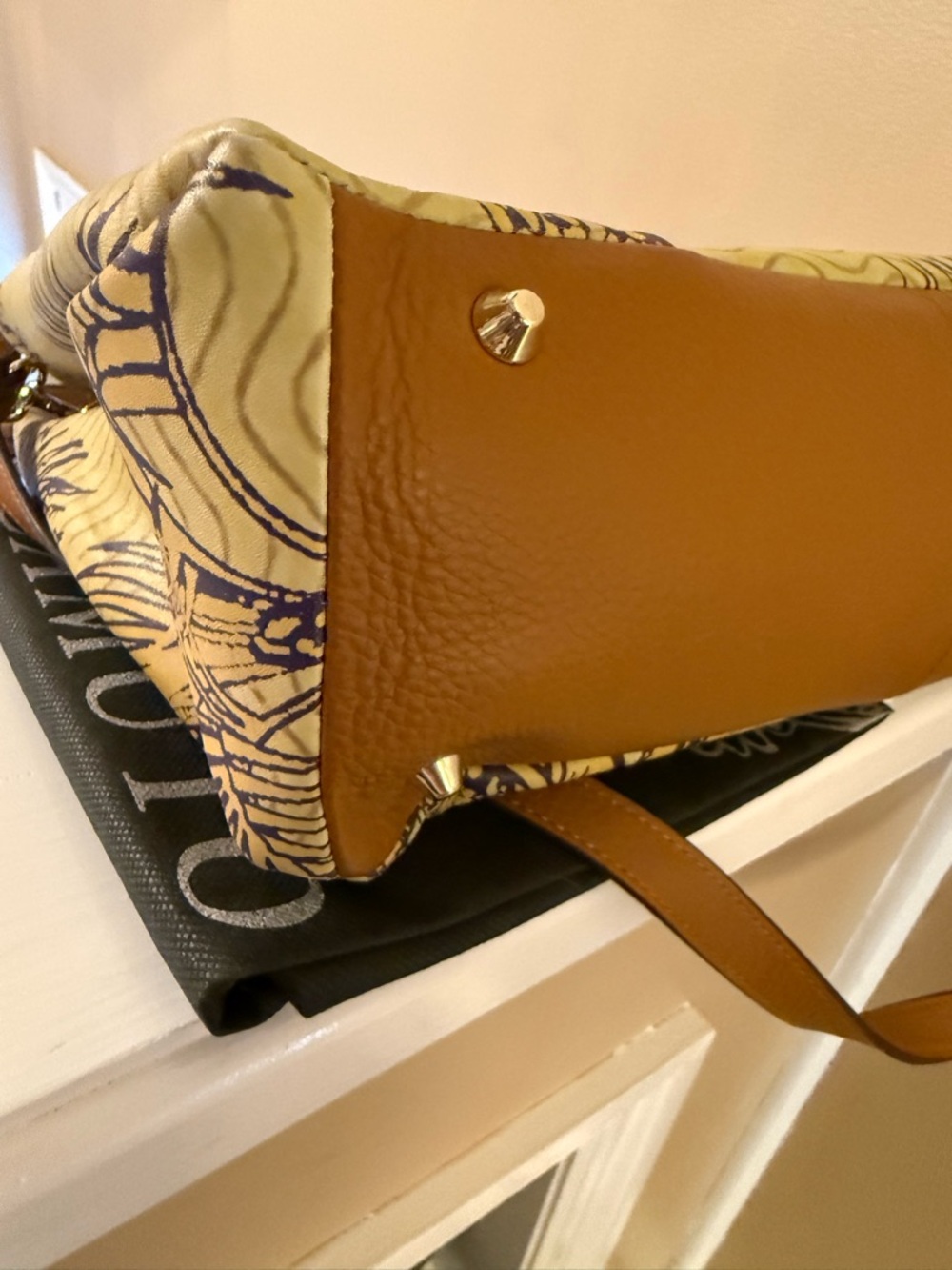 Vince Camuto Tania Convertible Leather Tote ~Tropical Yellow/Purple NWOT w/dusty - Picture 12 of 17
